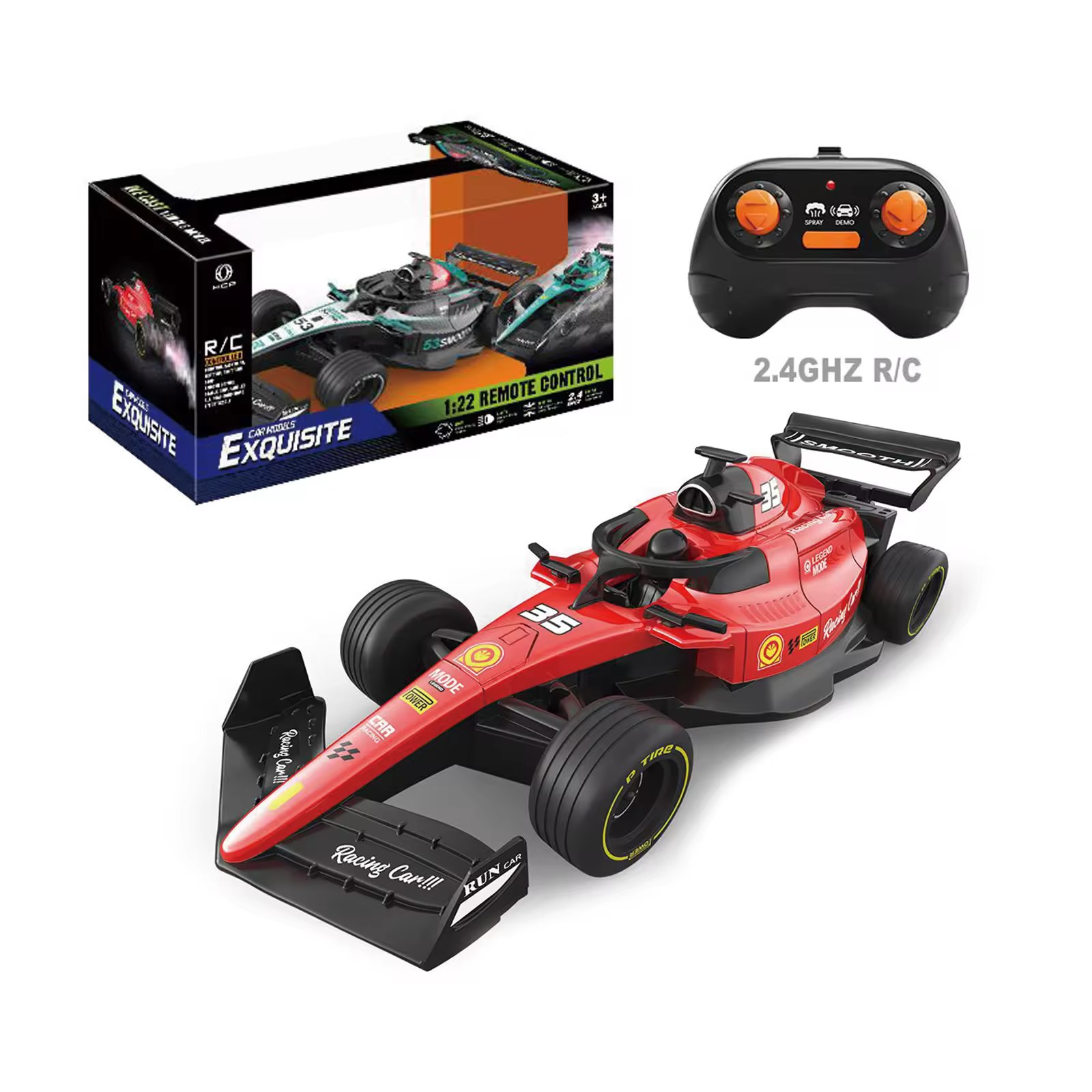 1:22 Die-Cast RC Formula Race Car With Smoke | Kidoyz