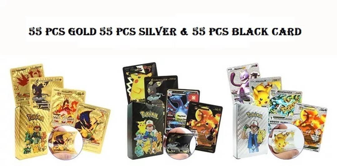 Pokemon Playing 55 Gold, 55 Silver & 55 Black Cards All Rare Series Set Of  165 (Multicolor) | Kidoyz