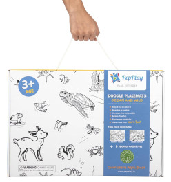 Reusable Coloring Placemats Sheet with 8 Erasable Marker Pens, Non Toxic,Creative Doodle Art Kit for Kids - ANIMAL Image of Reusable Coloring Placemats Sheet with 8 Erasable Marker Pens, Non Toxic,Creative Doodle Art Kit for Kids - ANIMAL