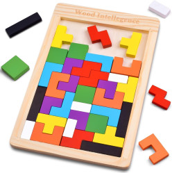 40-Piece Wooden Russian Block Puzzle Set with Storage Bag, Montessori Wooden Puzzle for STEM Learning Image of 40-Piece Wooden Russian Block Puzzle Set with Storage Bag, Montessori Wooden Puzzle for STEM Learning