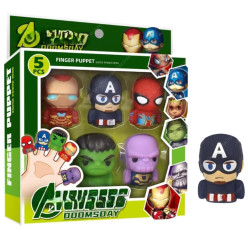Avengers Super-Hero Finger Puppets, Set of 5 PVC Characters, Bath Time and Party Favour Toys Image of Avengers Super-Hero Finger Puppets, Set of 5 PVC Characters, Bath Time and Party Favour Toys