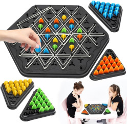 Chain Triangle Chess Game, Strategic Board Game with Rubber Bands, 2-4 Players, Interactive Brain Teaser Puzzle Set for Kids & Adults Image of Chain Triangle Chess Game, Strategic Board Game with Rubber Bands, 2-4 Players, Interactive Brain Teaser Puzzle Set for Kids & Adults