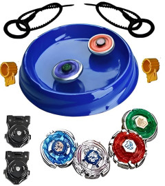 8 in 2 Metal Spinning Tops Combo with Stadium Set and 3 Launchers (8 Tops, 3 launchers, 1 Stadium) (MultiColor) Toy Image of 8 in 2 Metal Spinning Tops Combo with Stadium Set and 3 Launchers (8 Tops, 3 launchers, 1 Stadium) (MultiColor) Toy