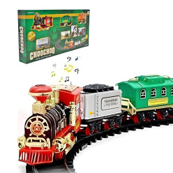 Image of Choo Choo Classic Train Set Toy | Battery-Operated Steam Train with Real Smoke, Light & Sound | Easy Track Assembly | Educational Toy for Kids, Boys & Girls
